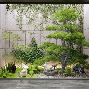 现代室内植物造景3D模型下载